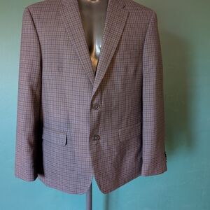 Men's Tommy Hilfiger Checker Wool/Poly Blend 2-Button Sports Jacket, Size 42